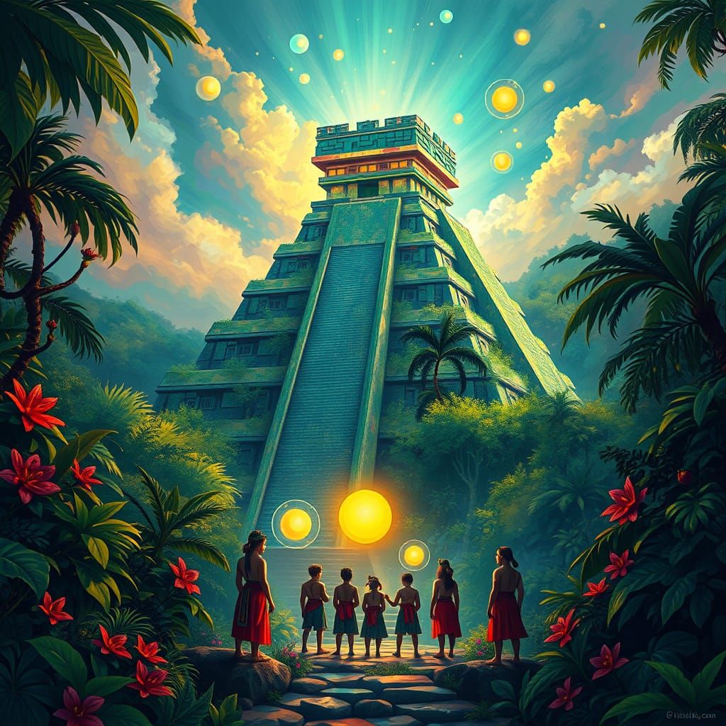 Emerald Jungle Envelops Majestic Mayan-Aztec Pyramid in Vibr...