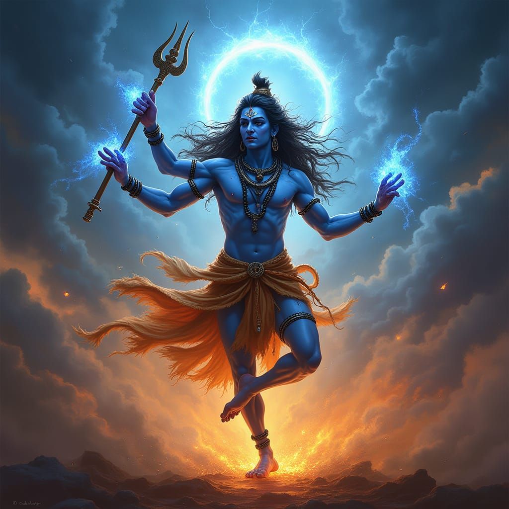 Lord Shiva's Tandava Dance with Cosmic Energy