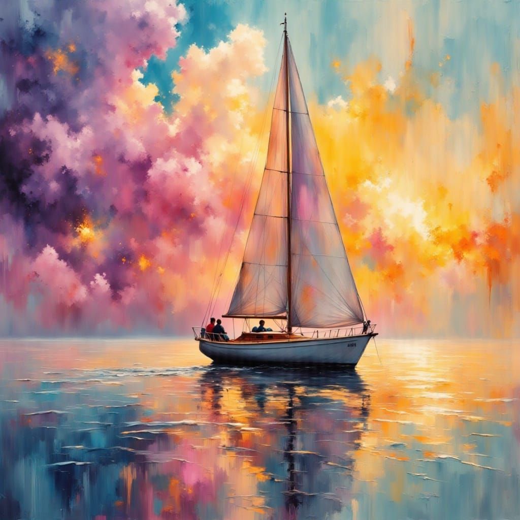 Serenid Barco a Vela in Impressionist Style