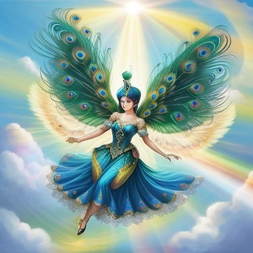 Celestial Peacock Fairy with Majestic Wings