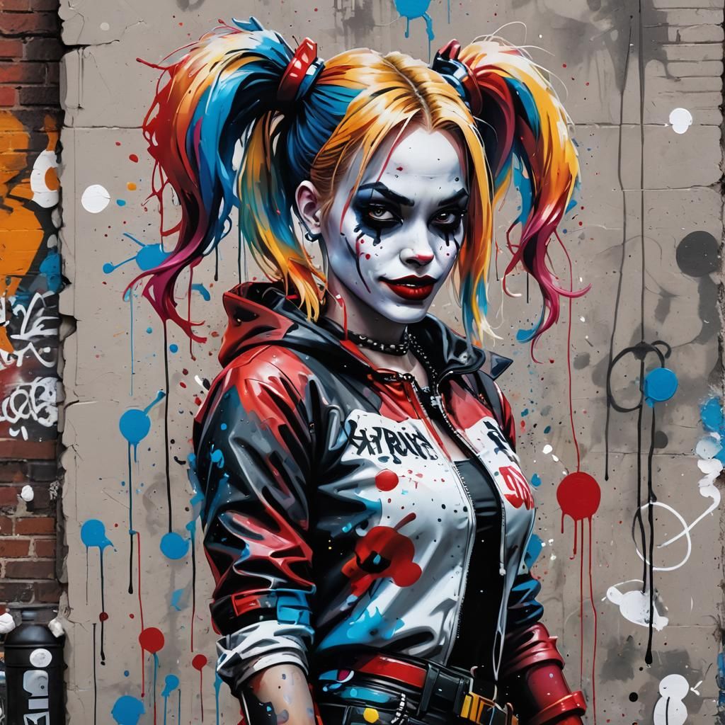 Harley Quinn in Vibrant Graffiti Style