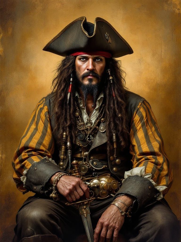 Steampunk Blackbeard Portrait in Rembrandt Style
