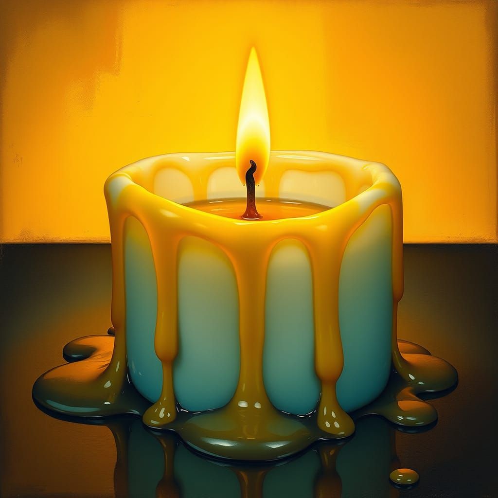 Melting Candle in Surrealist Style