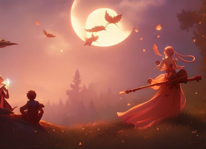 Moonlit Fantasy in Maple Forest