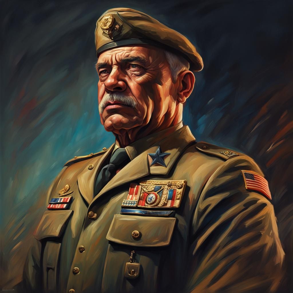 Hyperrealistic Military Portrait in Dramatic Lighting