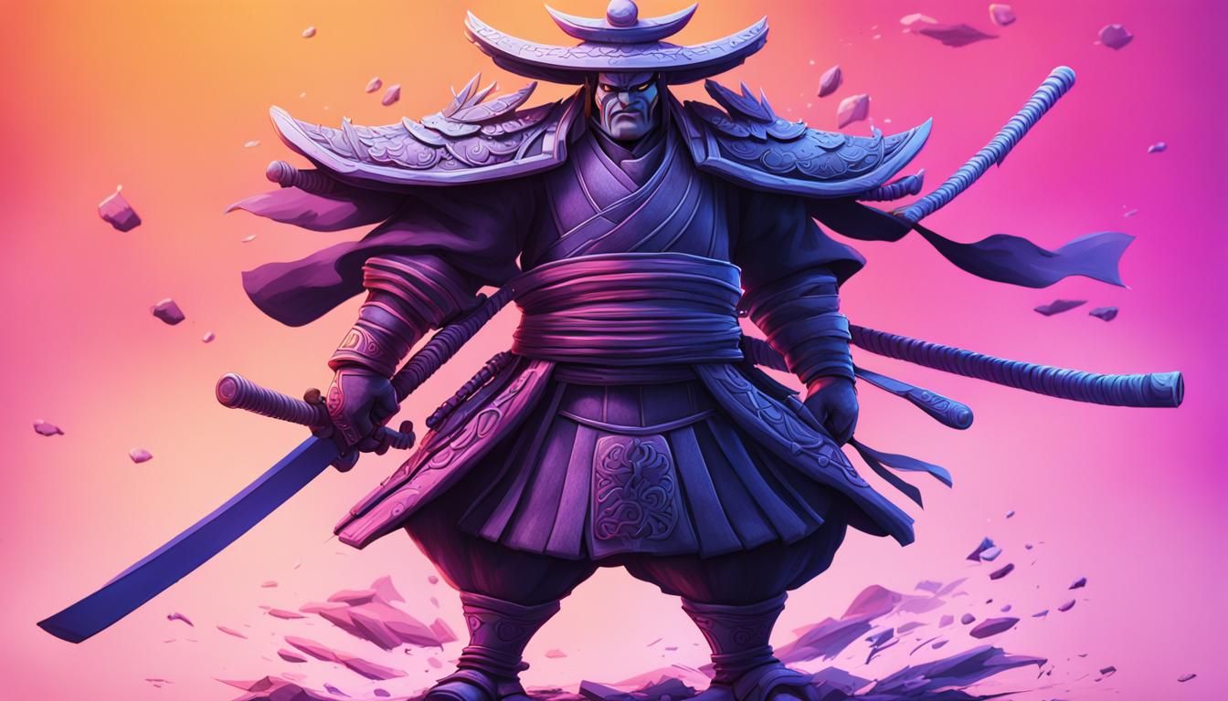Mysterious Samurai Warrior in Vibrant Anime Art