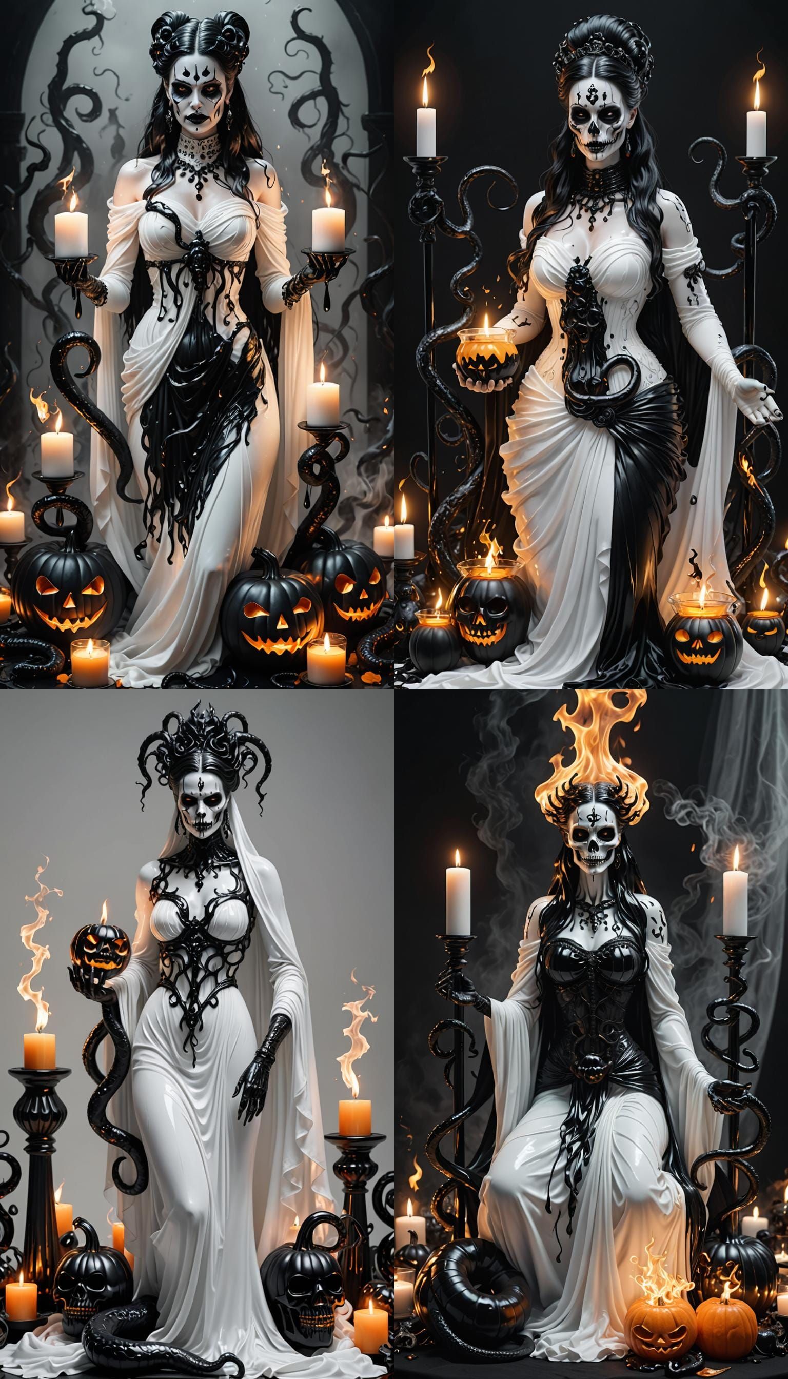 Surreal Glass Goddess of Halloween in Hyper-Realistic Detail