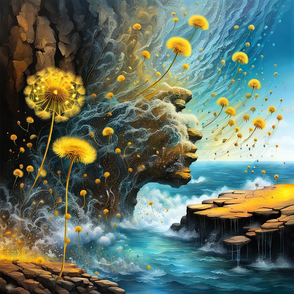 Dandelion cliff shore face