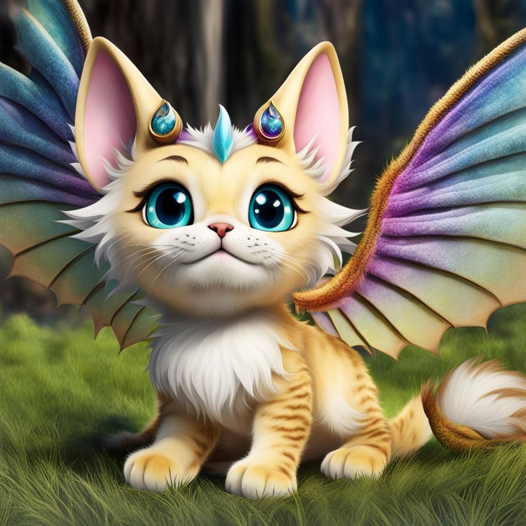 Mythical dragon cat hybrid