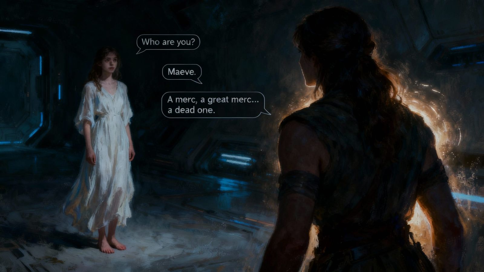 Atmospheric Sci-Fi Portrait of a Mysterious Woman in White D...