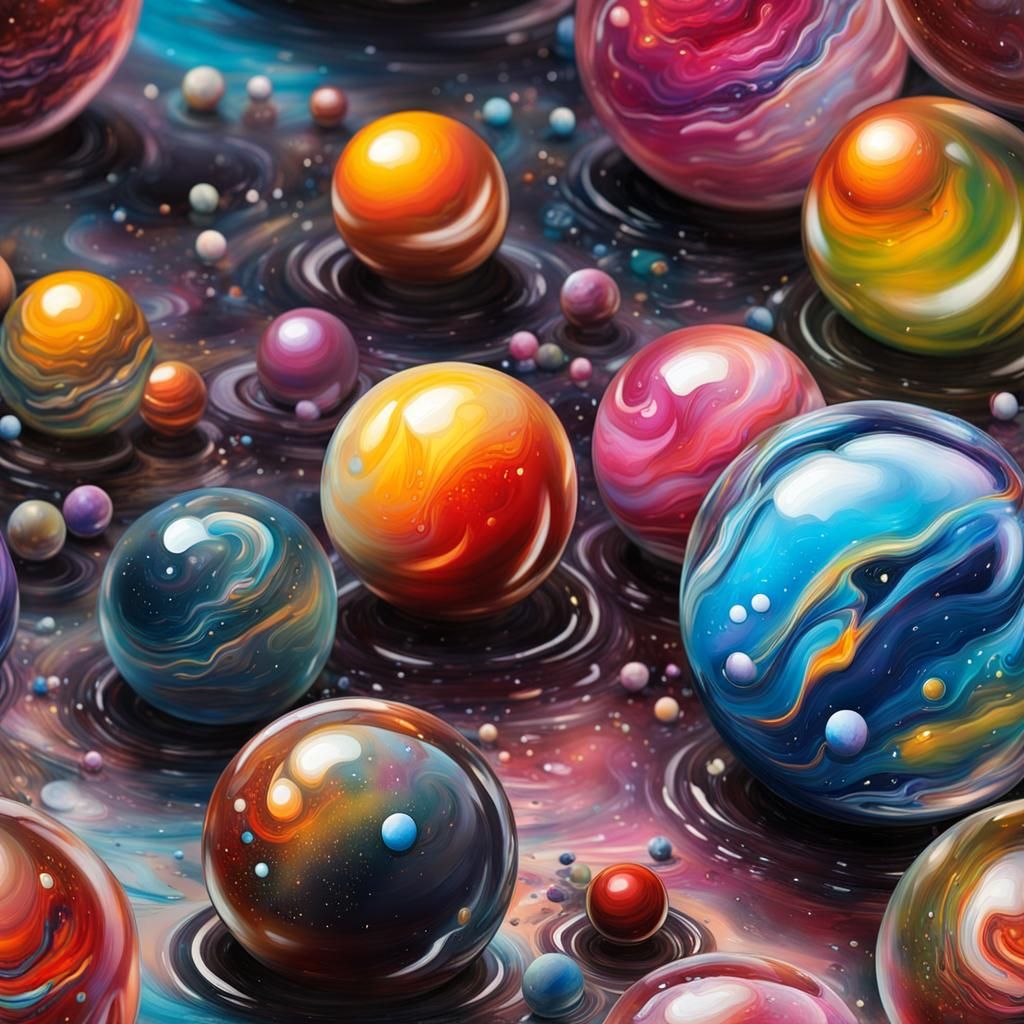 Vibrant Marbles Containing Distant Universes in High-Contras...