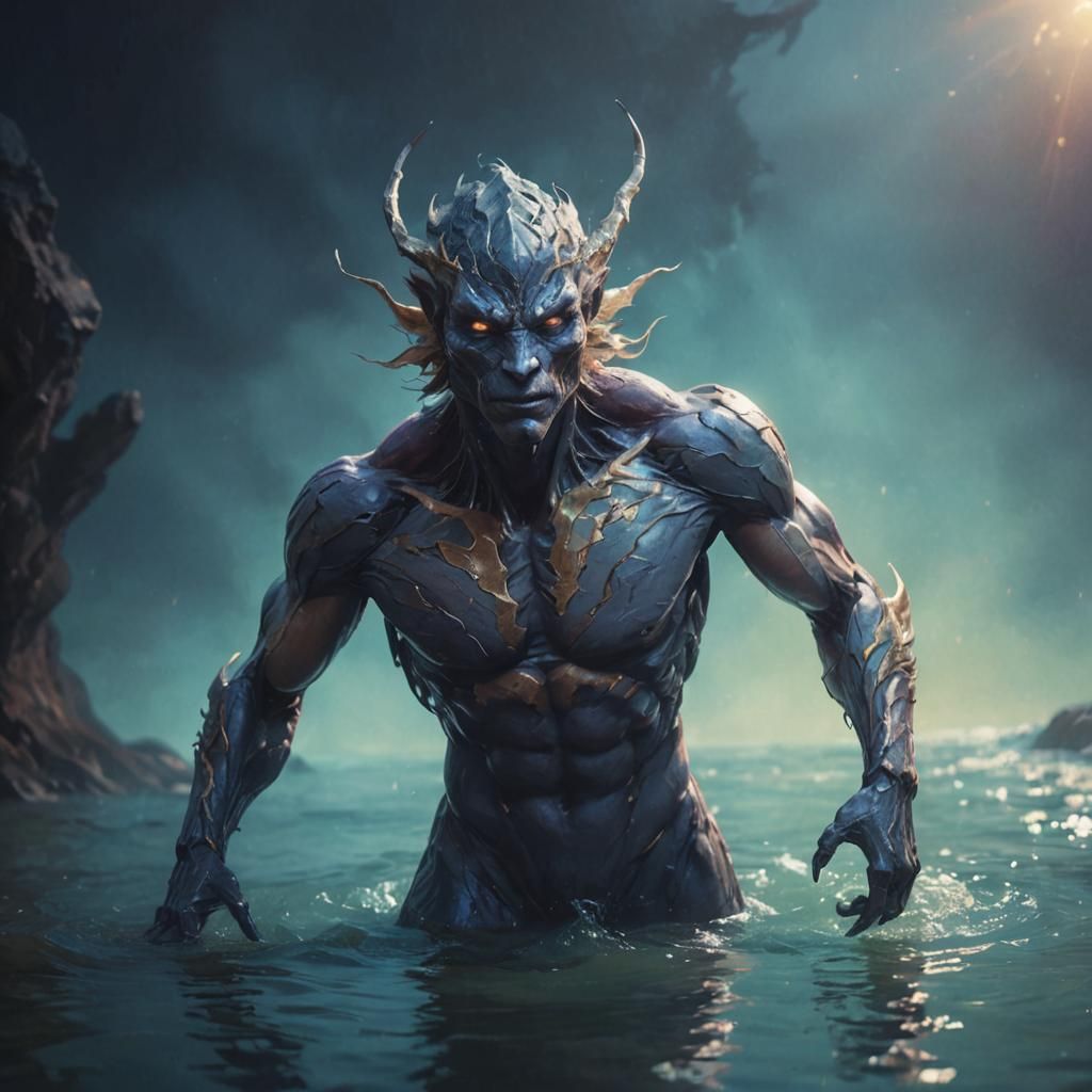 Chiseled Humanoid Creature in Dramatic Pose