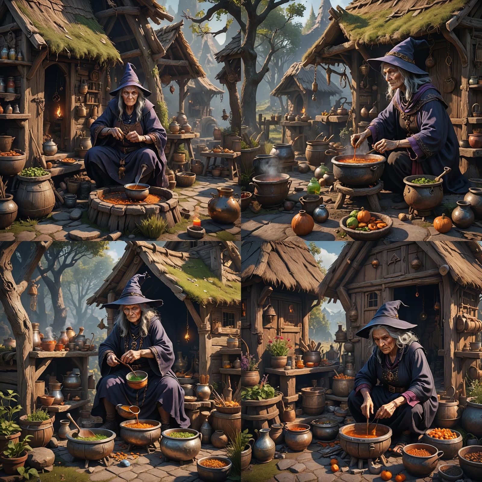 Mystical Witchcraft Scene in Deep Fantasy World
