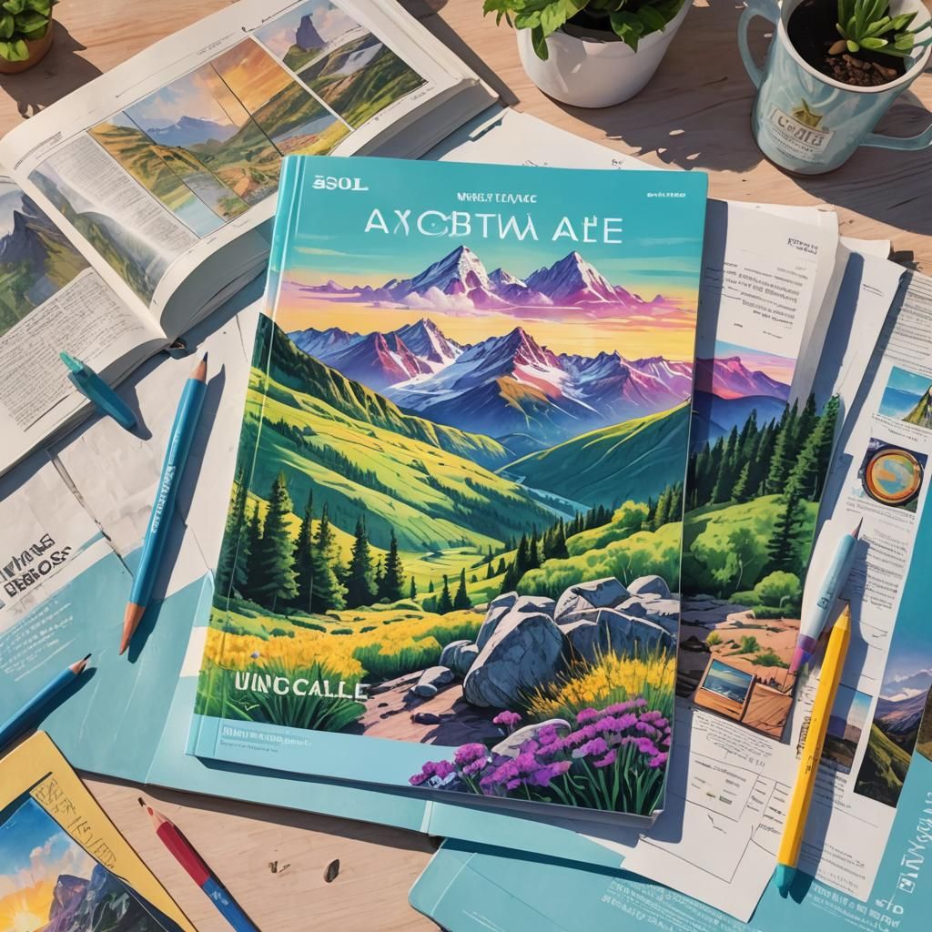 Stunning Summer Mountain Landscape in Vibrant Wet Wash Style