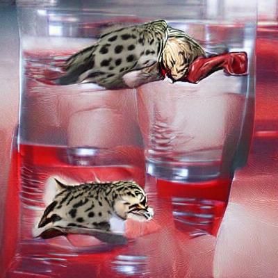Majestic Ocelot Surfaces from the Water