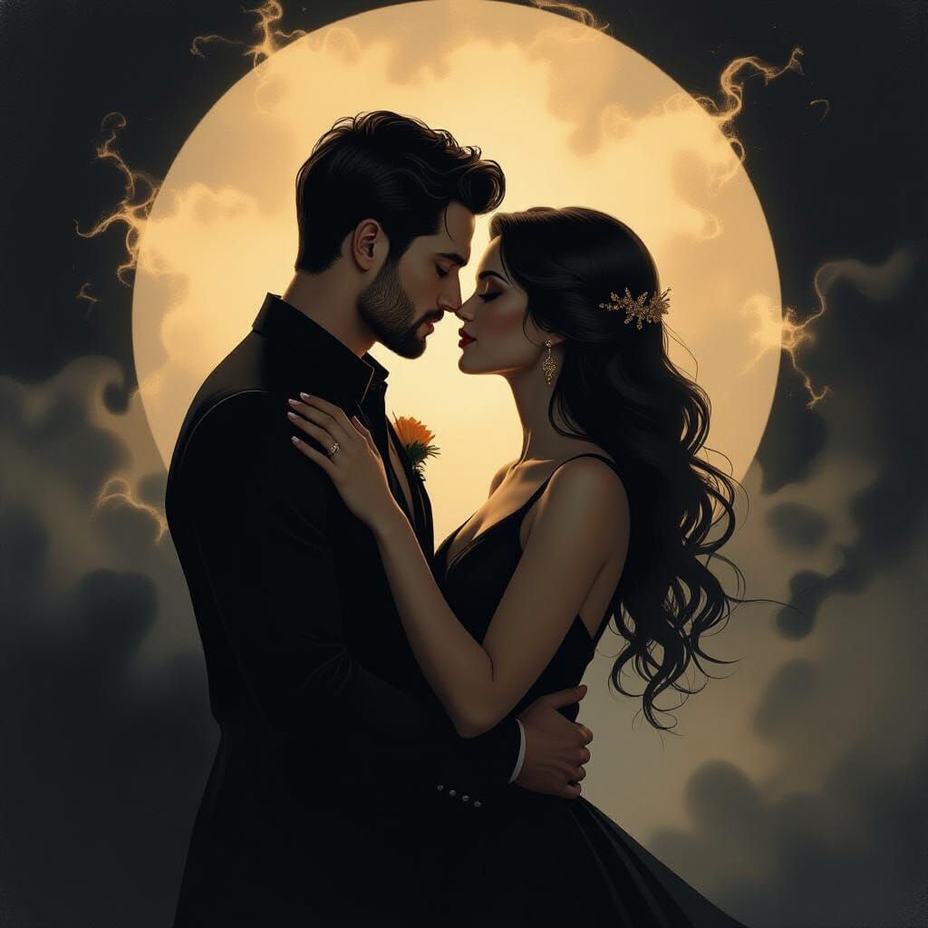 Ethereal Mist Figures Embrace in Surreal Dreamscape