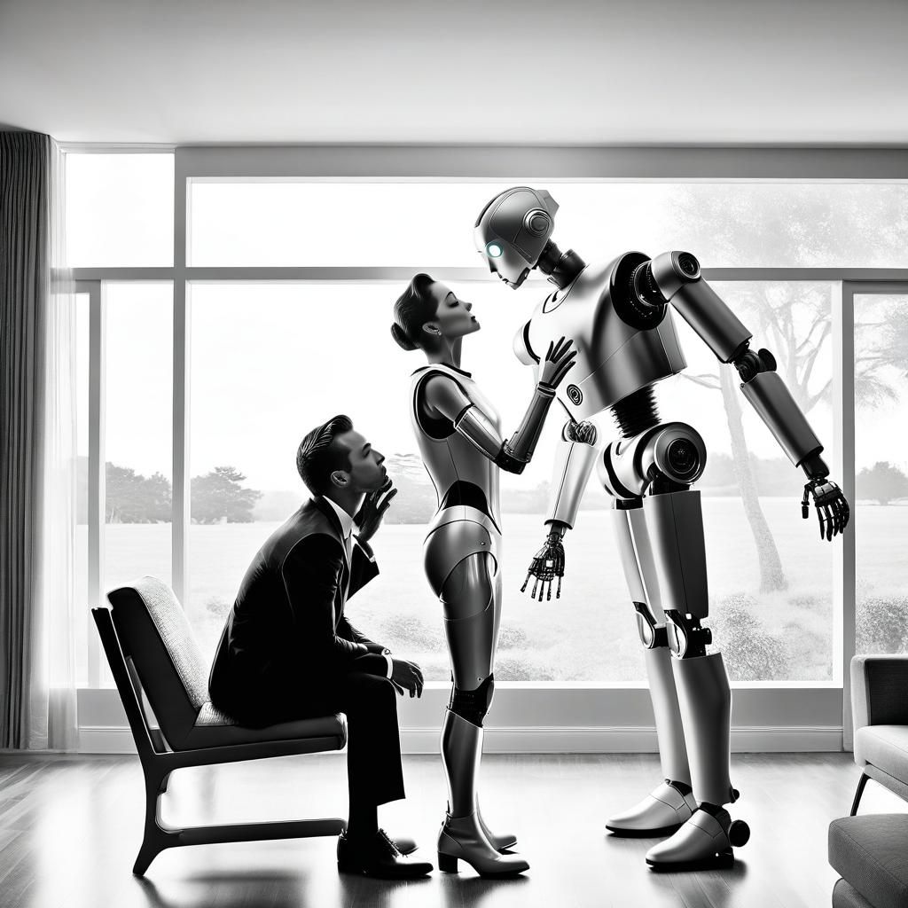 Retro-Futuristic Robot Kiss with Atomic Explosion