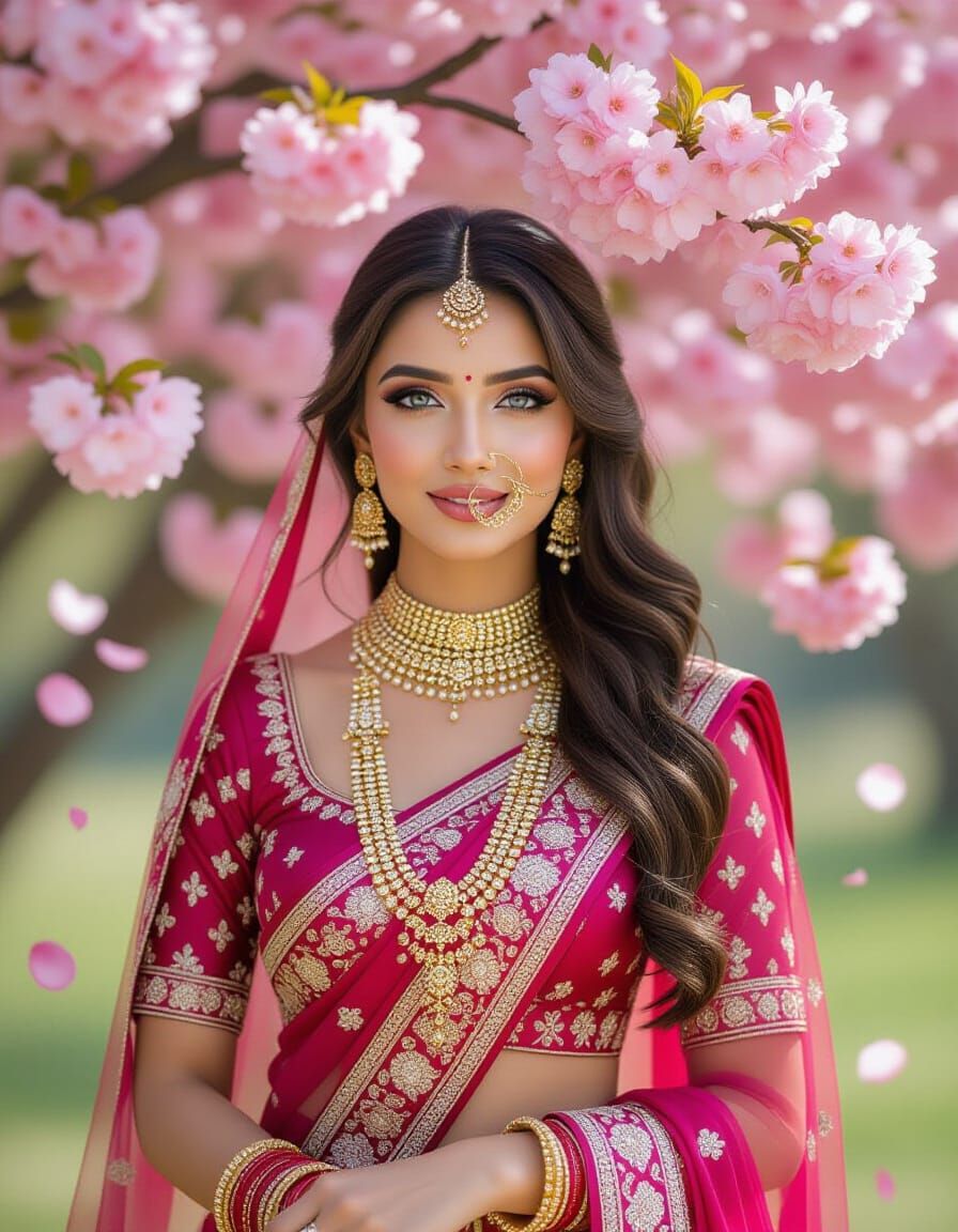 Beautiful Indian Bride in Magenta Saree