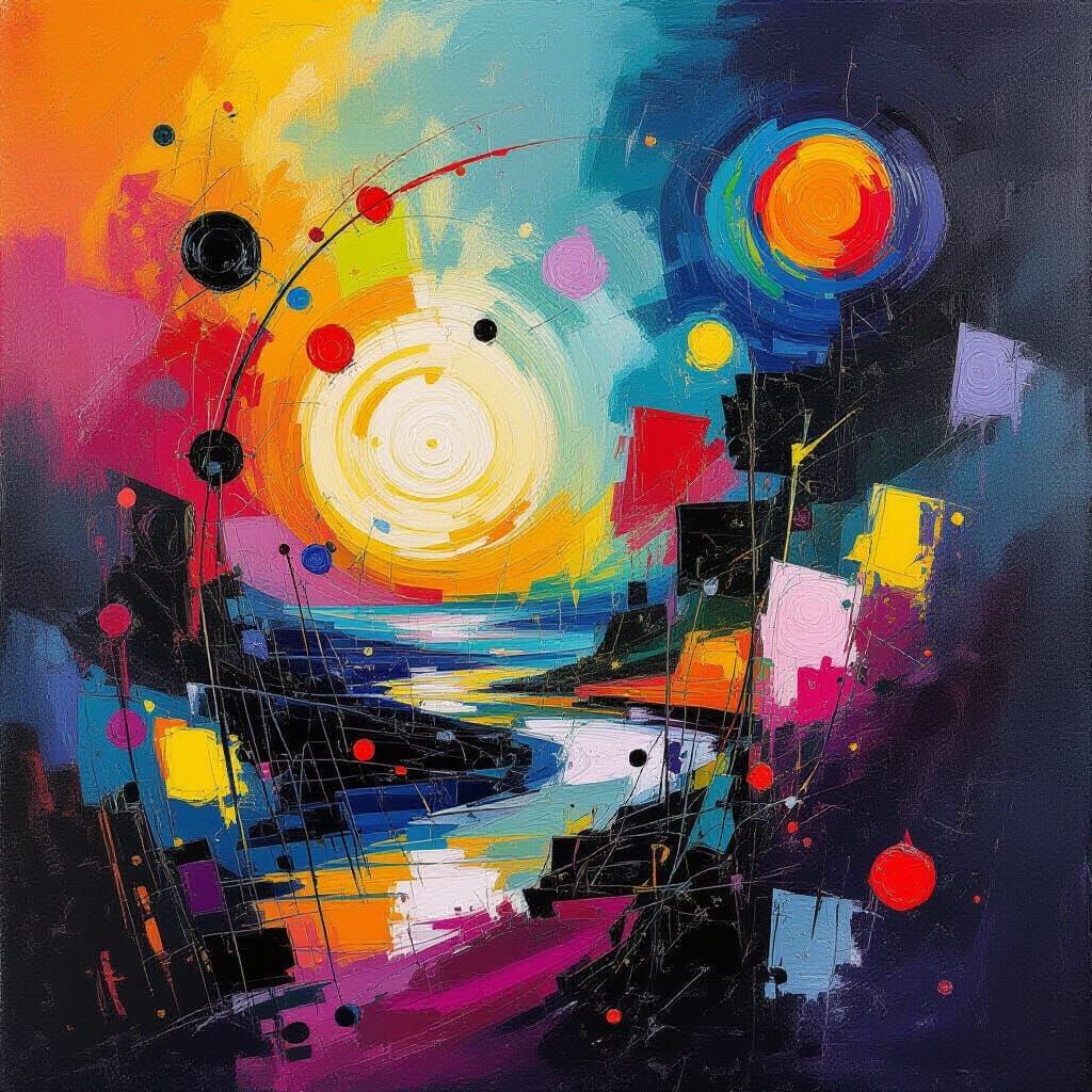 Vibrant Dreamscape with Chaotic Energy in Impasto Style