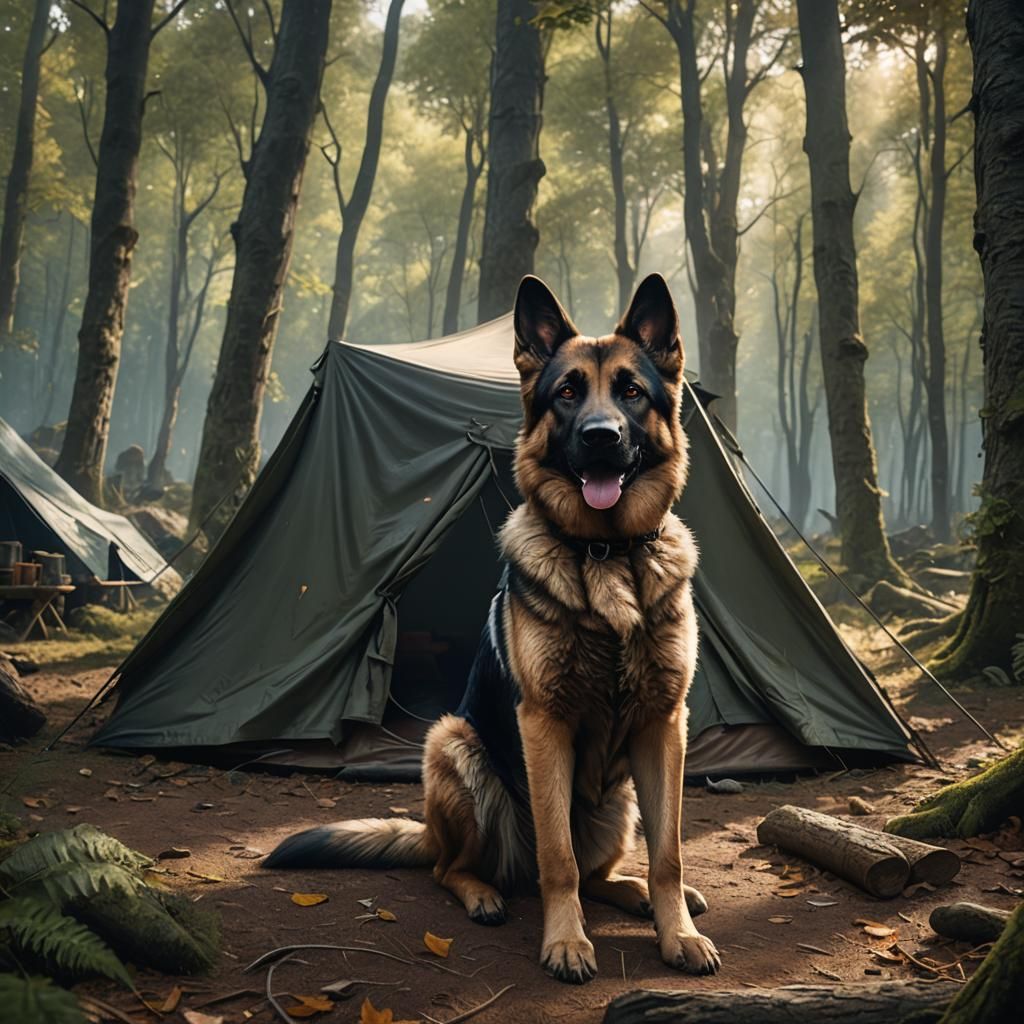 Fantastical German Shepherd at the Forest Camp