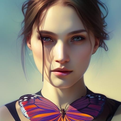 Glamorous Butterfly Goddess in Triadic Colors