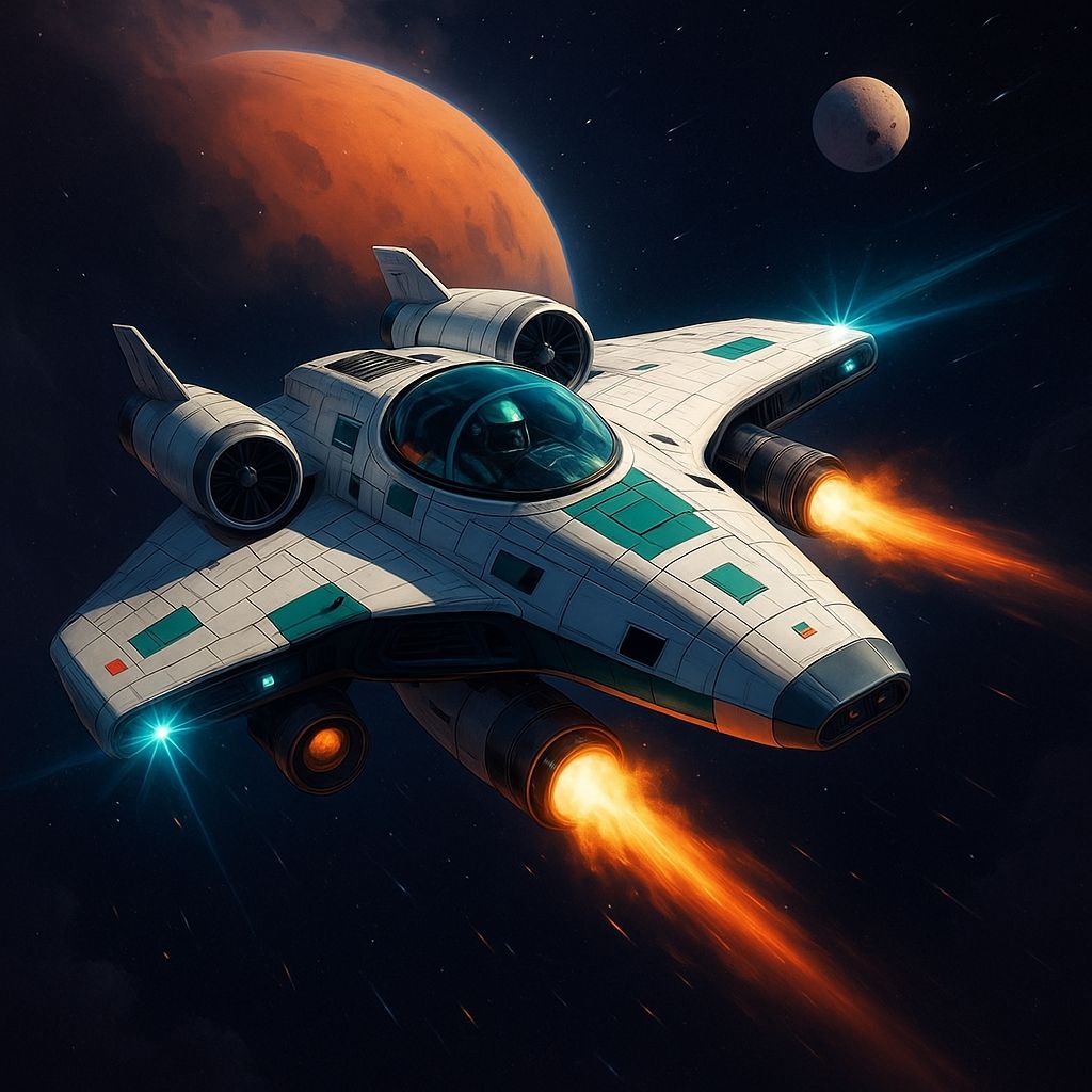 Futuristic Spaceship Soars Through Space