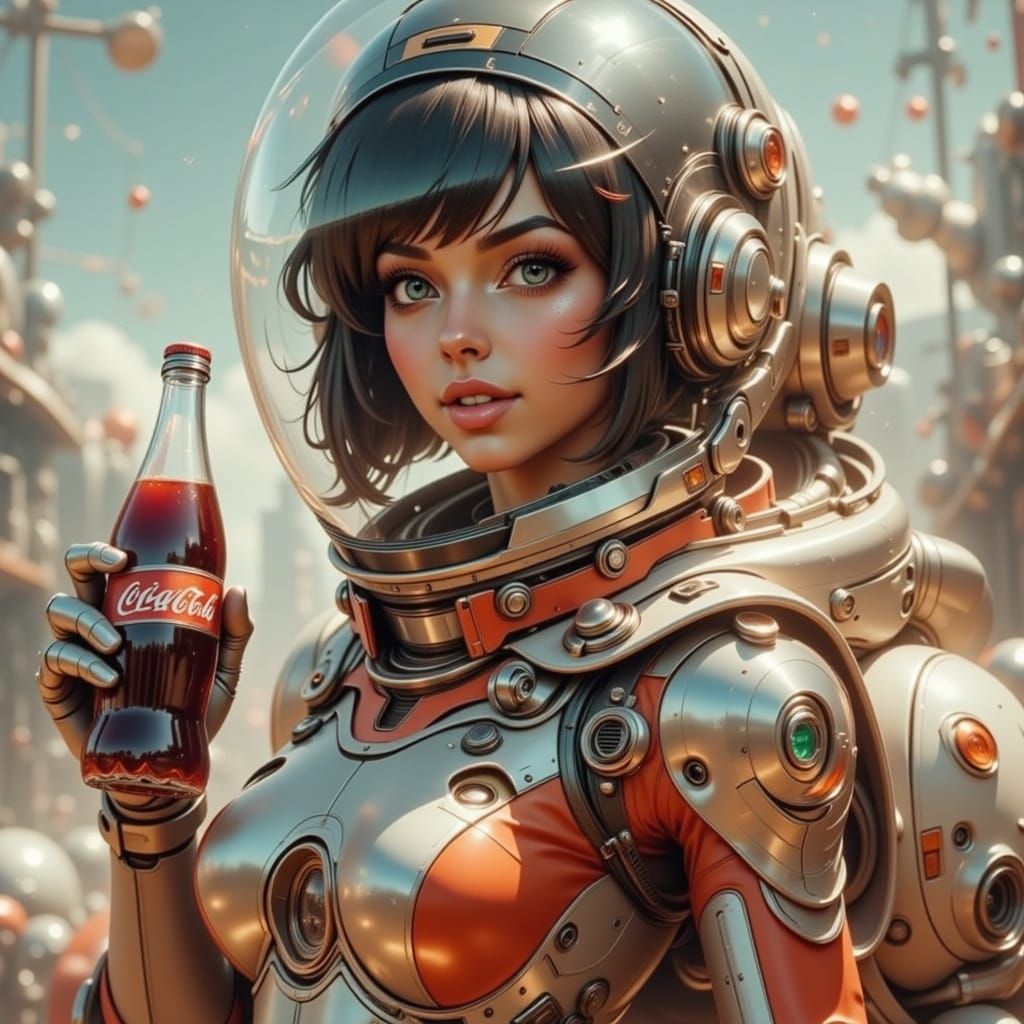 Retro-Futuristic Astronaut Soda Ad: Vintage Futurism