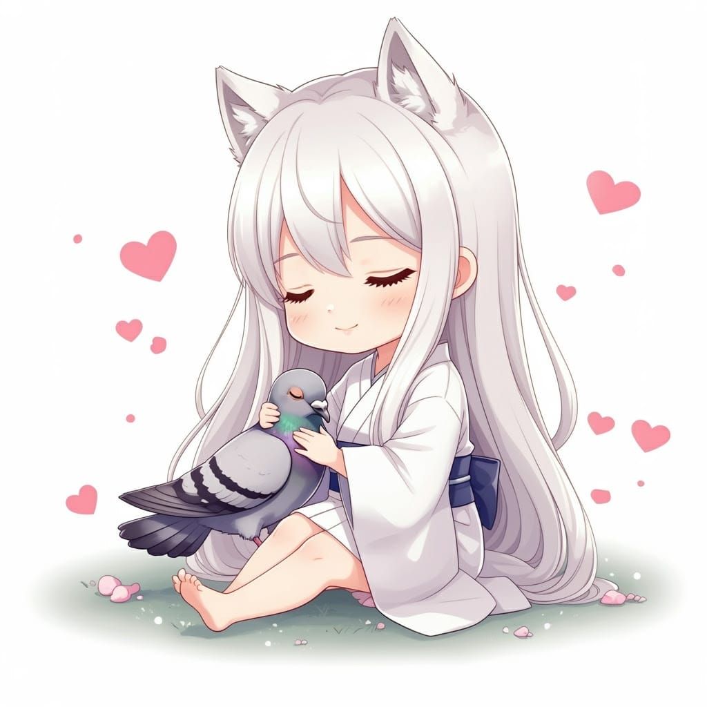 Wolfie and ringed pigeon