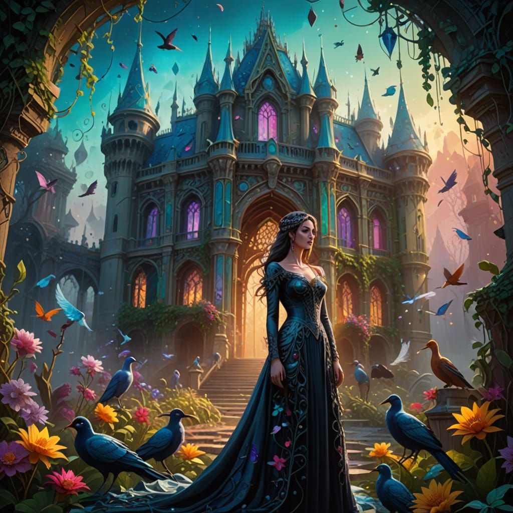 Mystical Palace Revealed in Enchanted Forest Fantasy Art