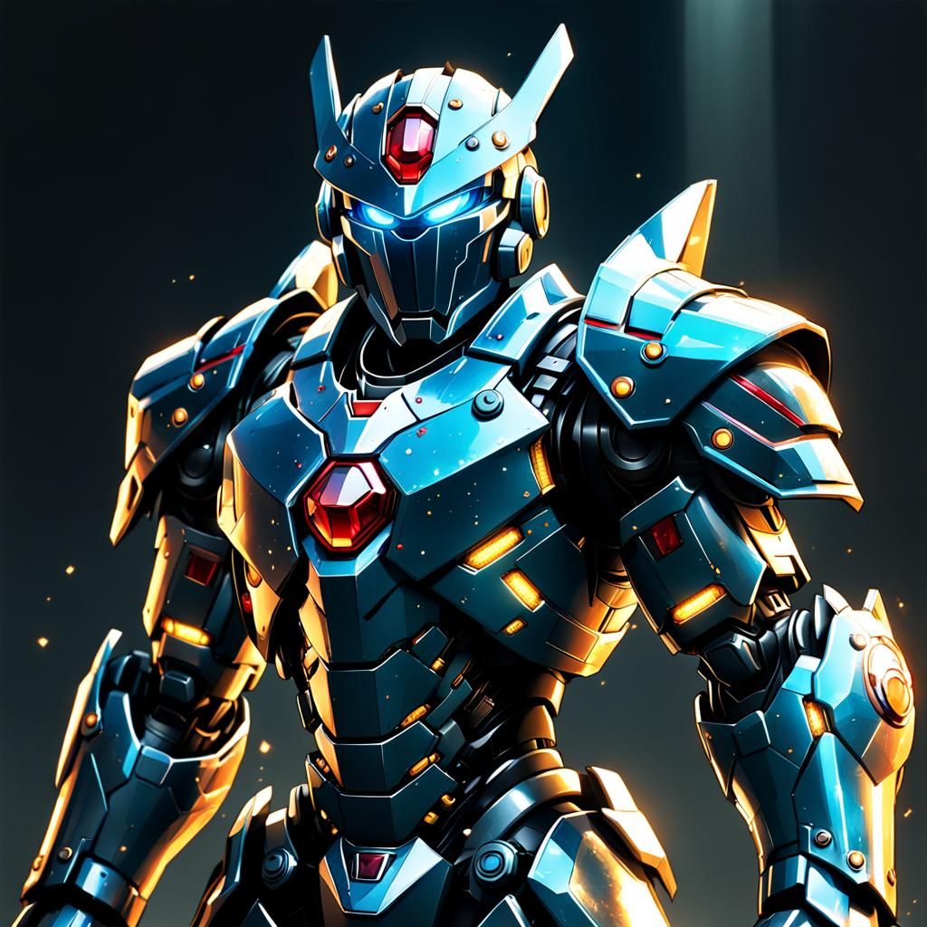 Cyberpunk Gemstone Armor in Vibrant Cel-Shaded Art