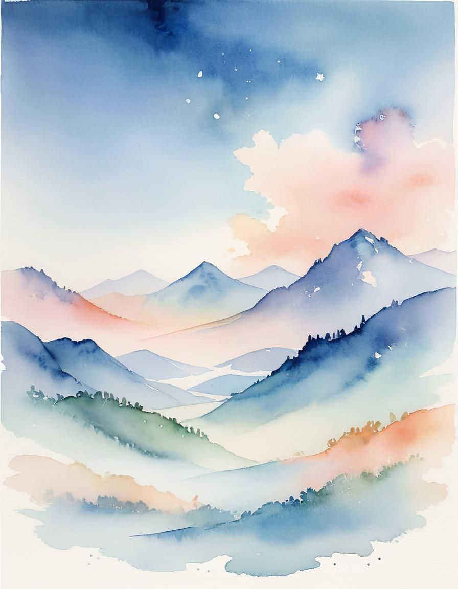 Dreamy Pastel Watercolor Landscape in Gentle Hues