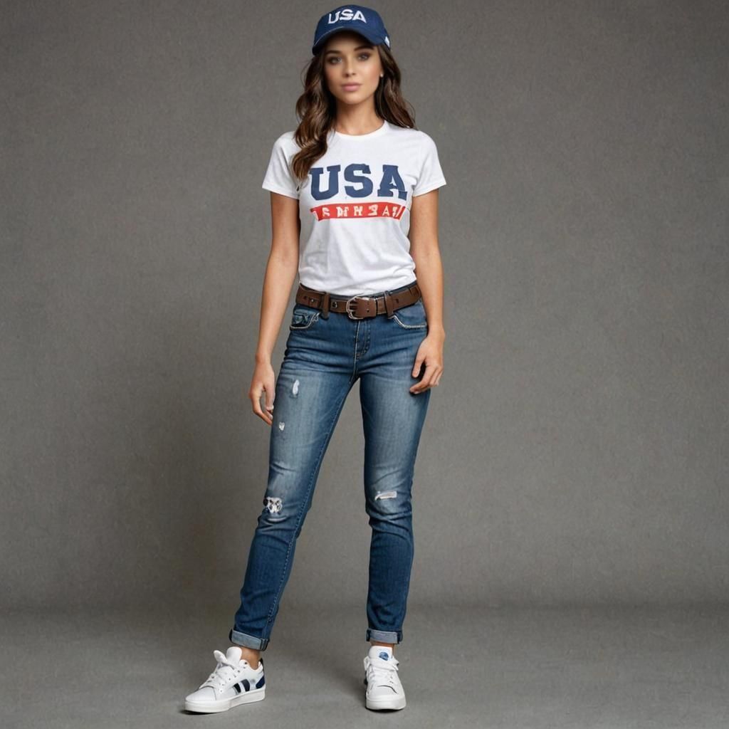 Realistic Woman in Casual Wear with Accessories