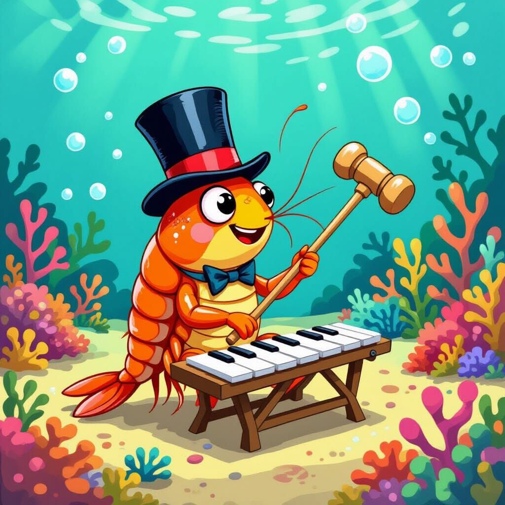 Shrimp Concert: Glockenspiel Performance on the Ocean Floor