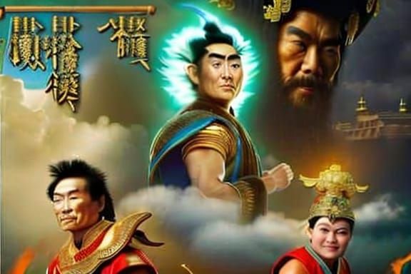 Monkey King Soaring Through Heavenly Clouds