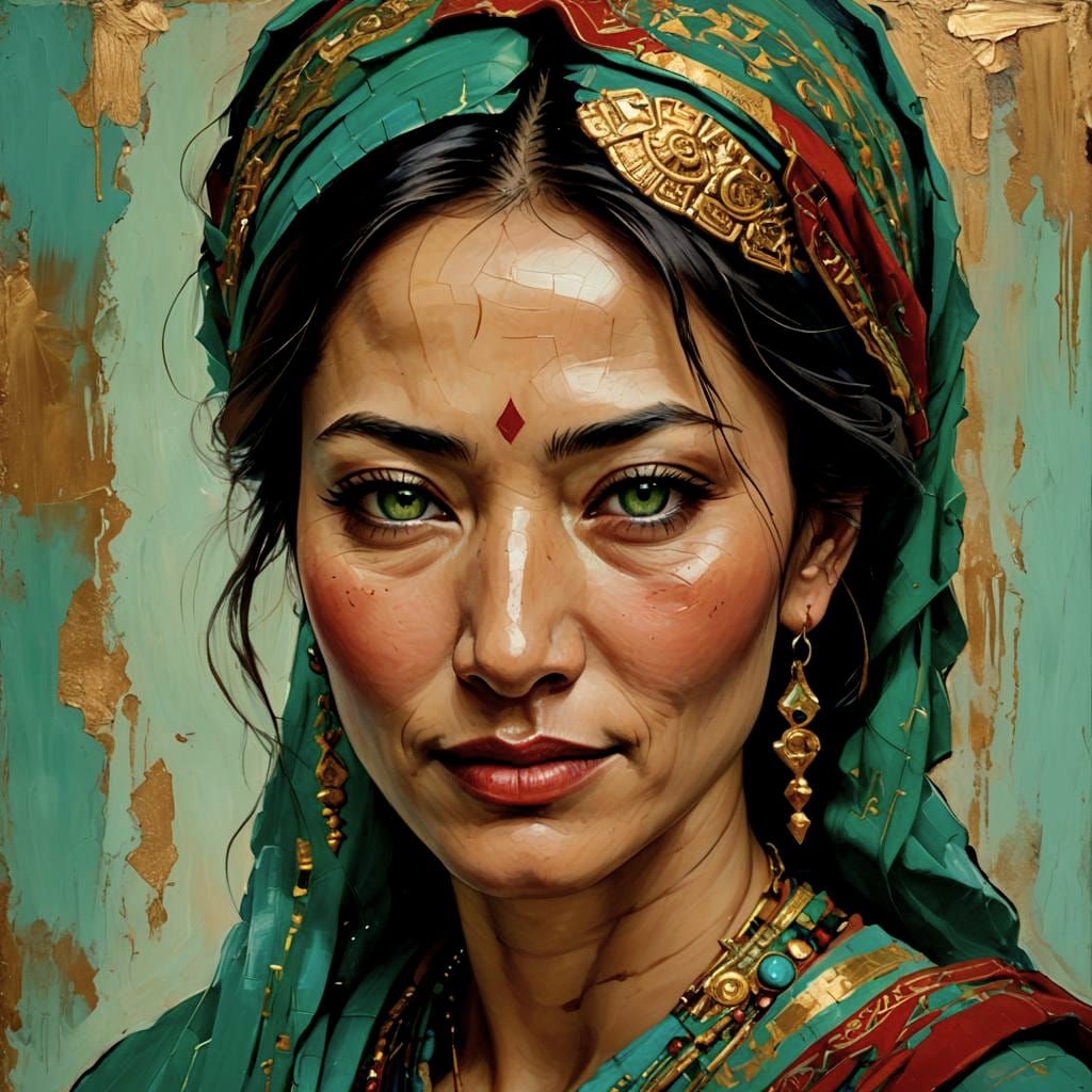 Enigmatic Hazara Siren in Mystic Neogothic Oil Painting