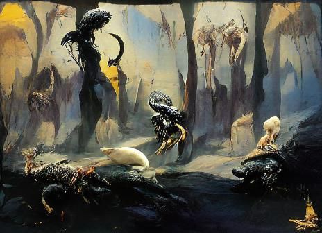 Surreal Dystopian Creatures Hunt in the Shadows at Night