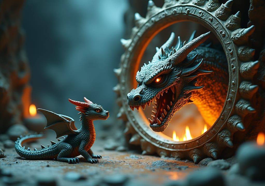 Dragon's Reflection: Tiny Dragon, Fearsome Visage