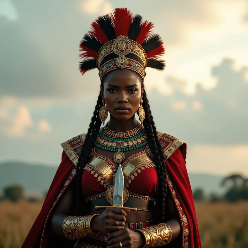 Angolan Warrior Queen in Cinematic Film Still
