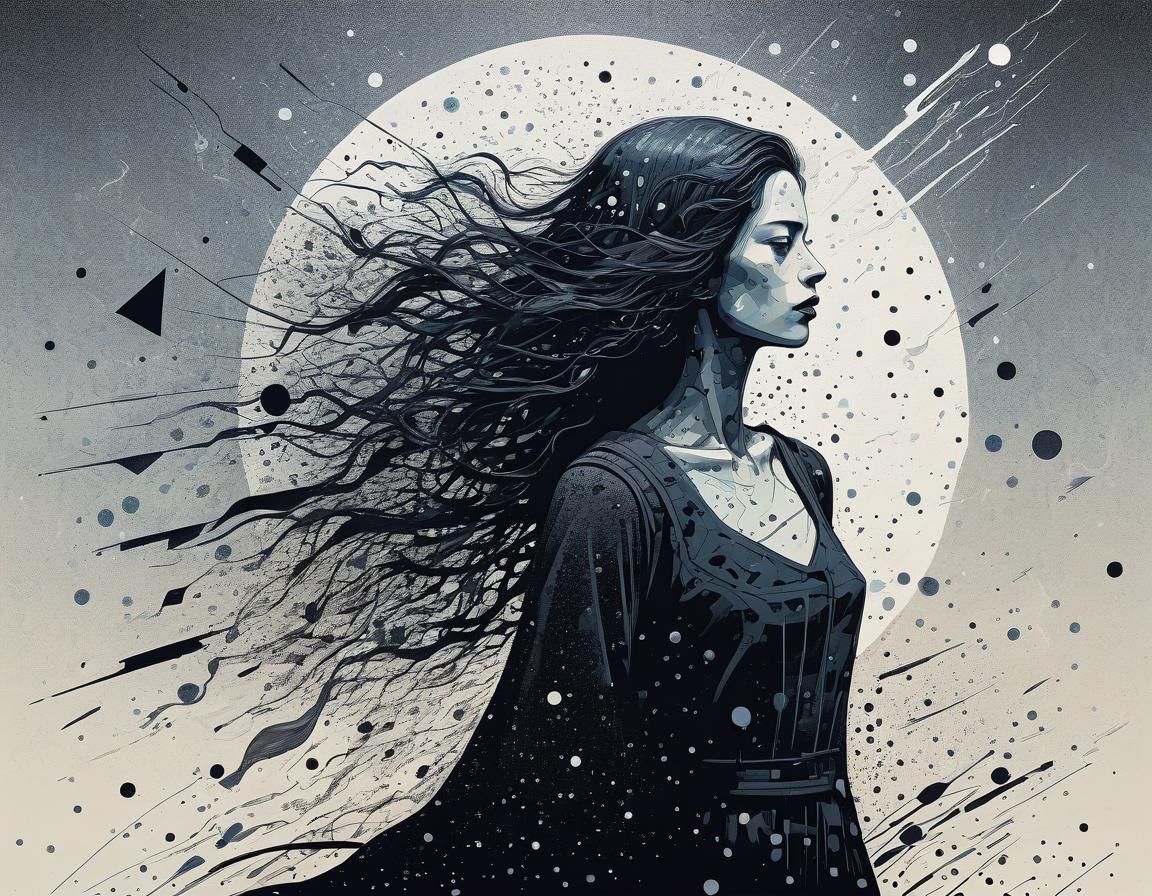 Ethereal Crow in a Thunderstorm with Metallic Accents