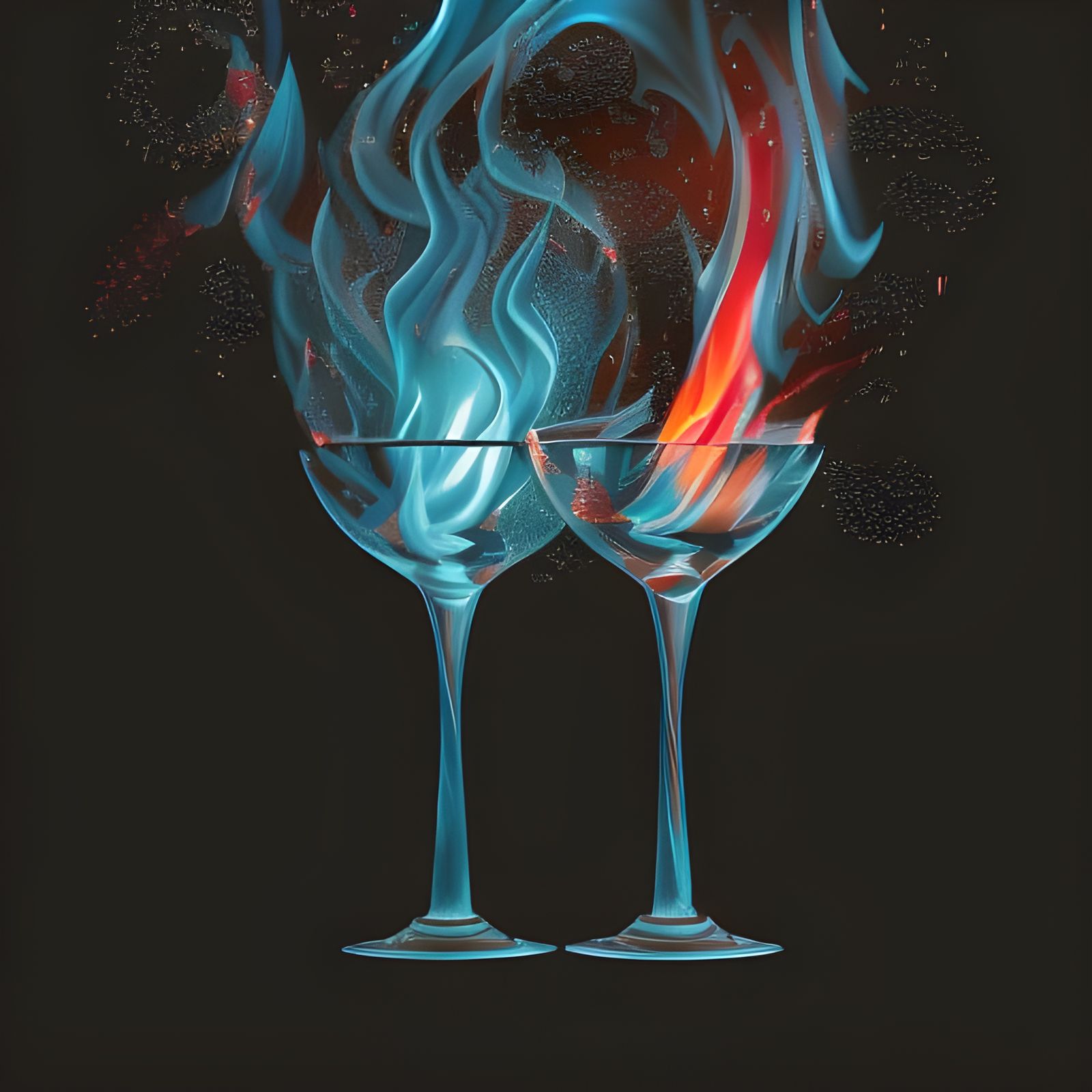 Surreal Vortex of Glowing Ember in Elegant Wine Glass