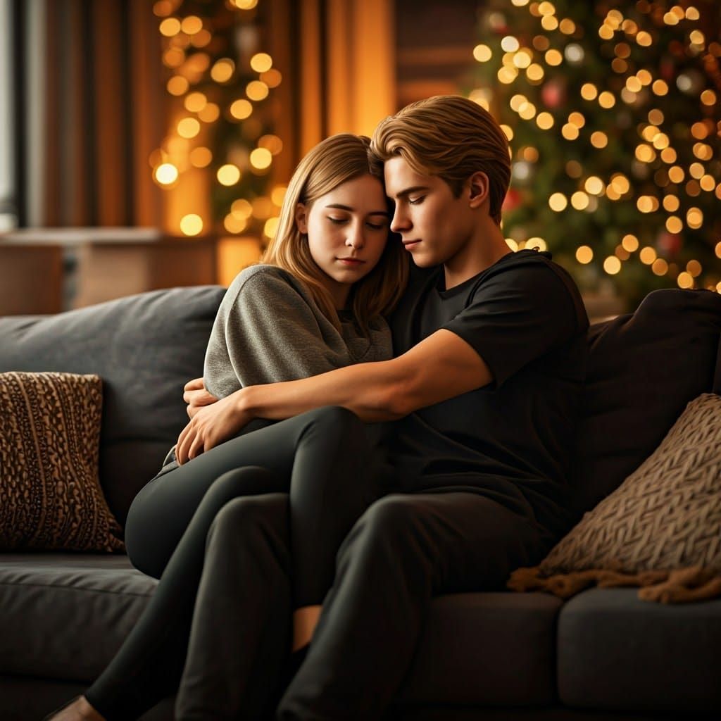 Cozy Christmas Intimacy in Hyper-Realistic Digital Art