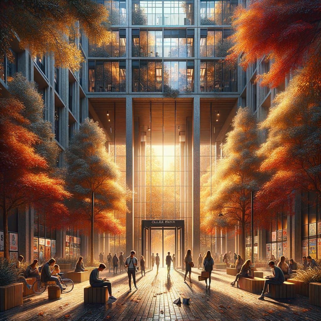Autumn College Entrance in London: Cinematic Splash Art