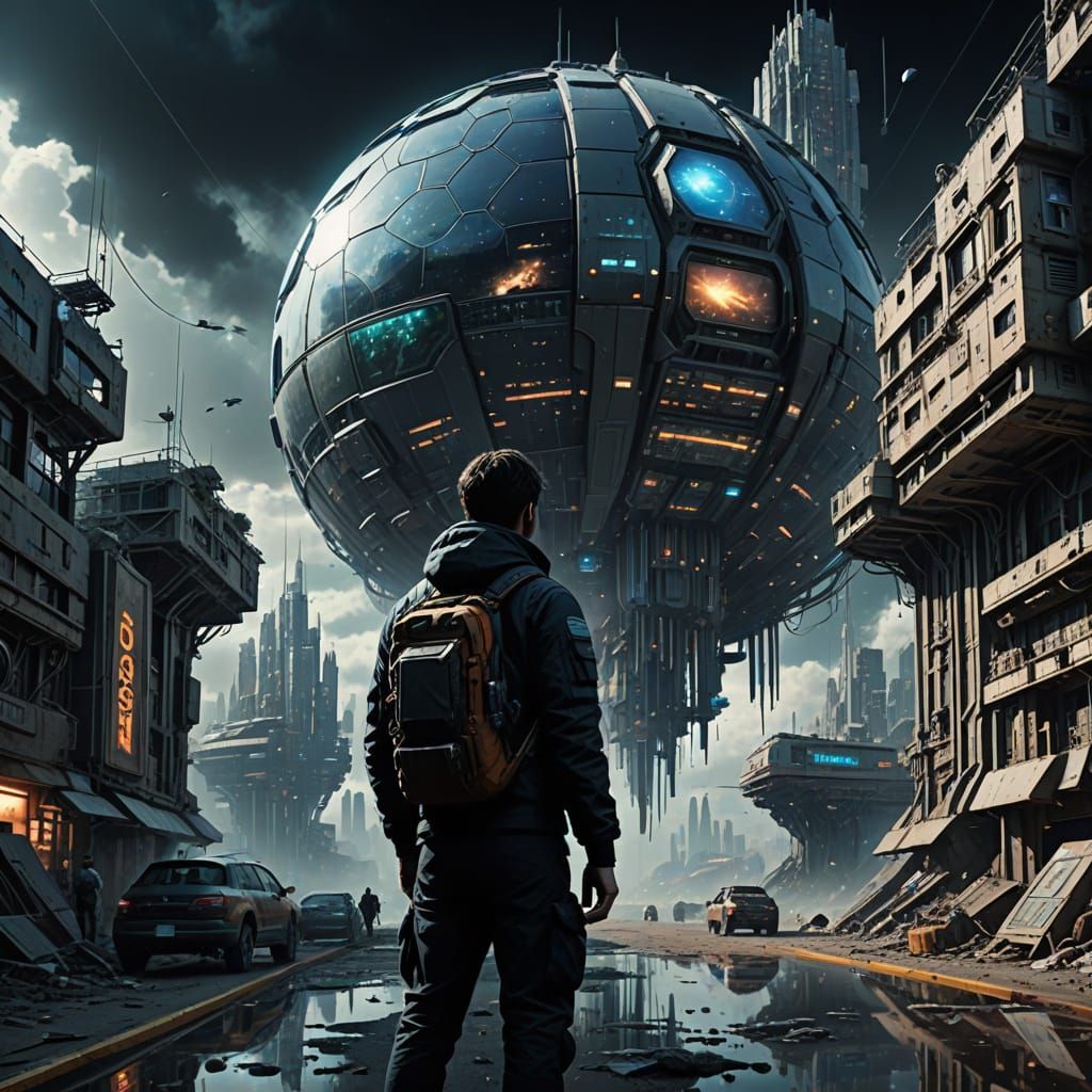 Dystopian Future Cityscape in Spectrum Style