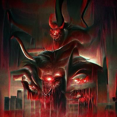 Dark Fantasy Scene: Satanic Capitalism in a Haunting Landsca...