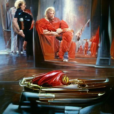 Flash Gordon on Death Row in a Gritty Oil Painting