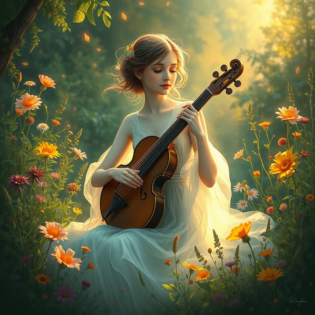 Dreamy Goddess Weaves Enchanting Melody