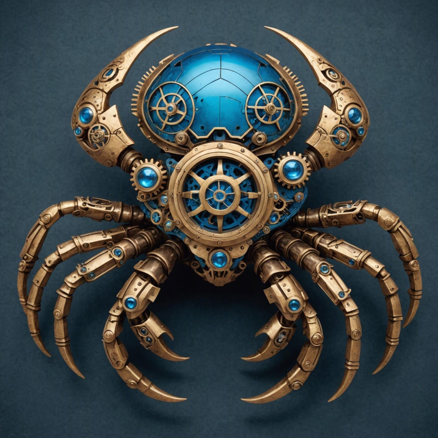 Steampunk Clockwork Crab with Intricate Gears and Pistons