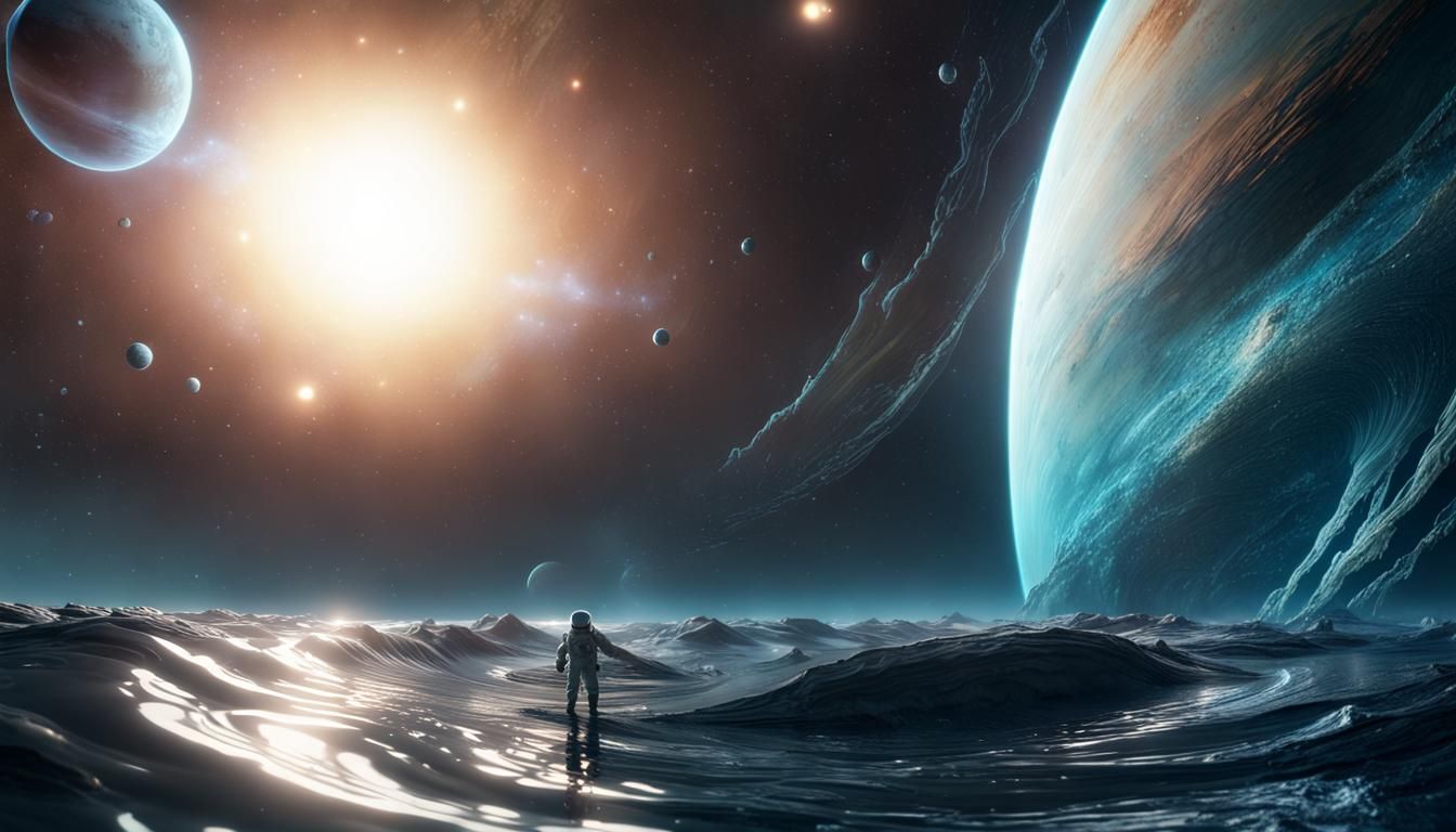 Galactic Odyssey: Astronaut Adrift in Celestial Tides