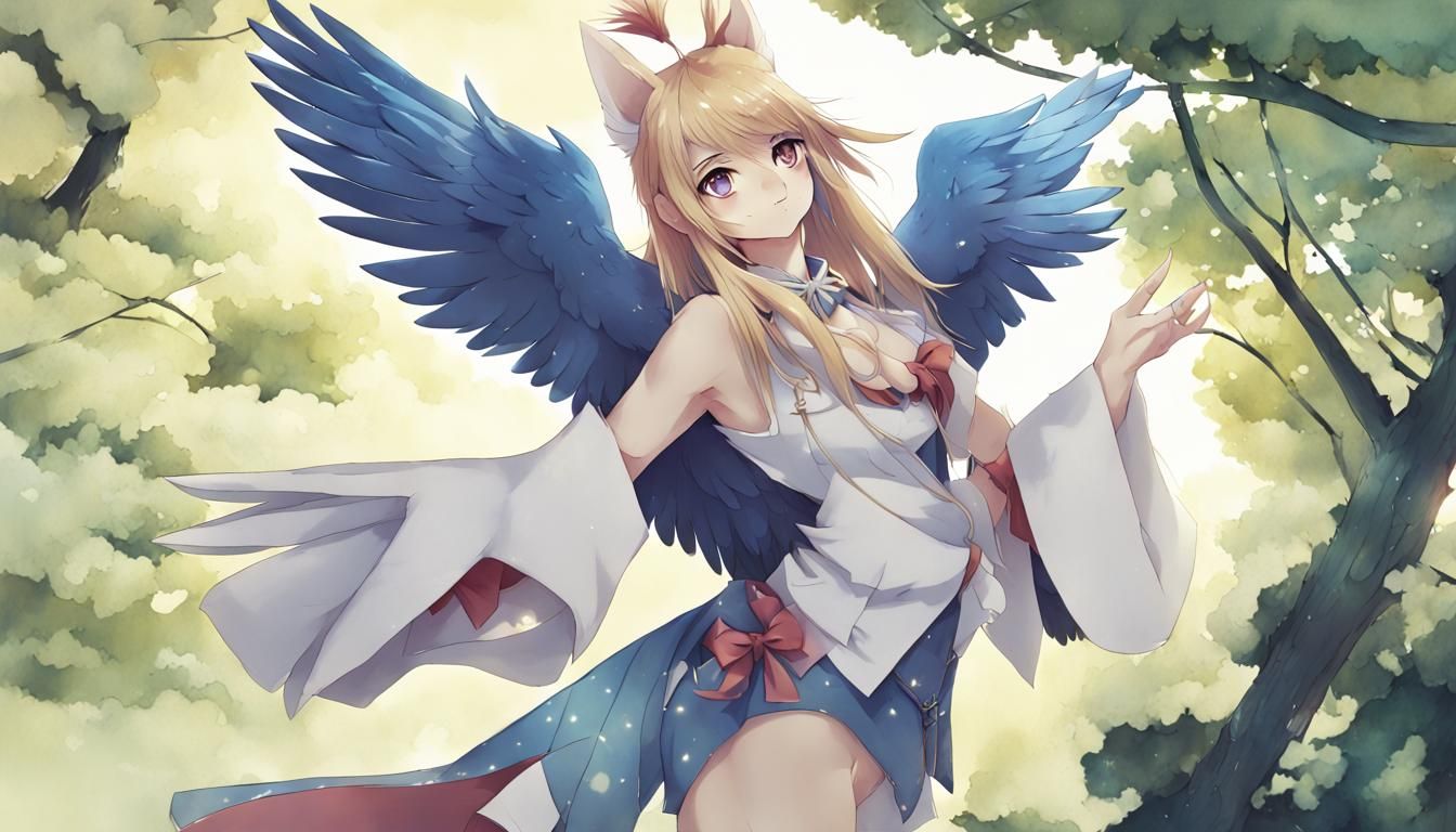 Anthropomorphic Bird in Anime Style