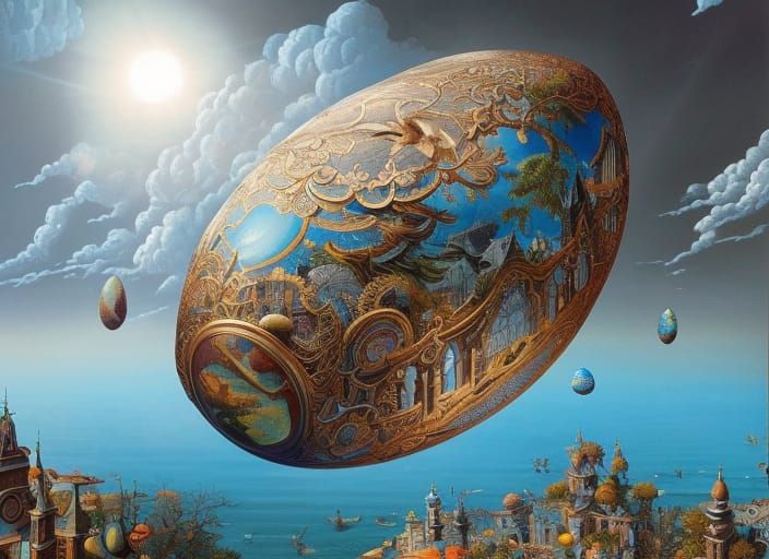 Dreamlike Steampunk EASTER EGG in Surreal River Landscape